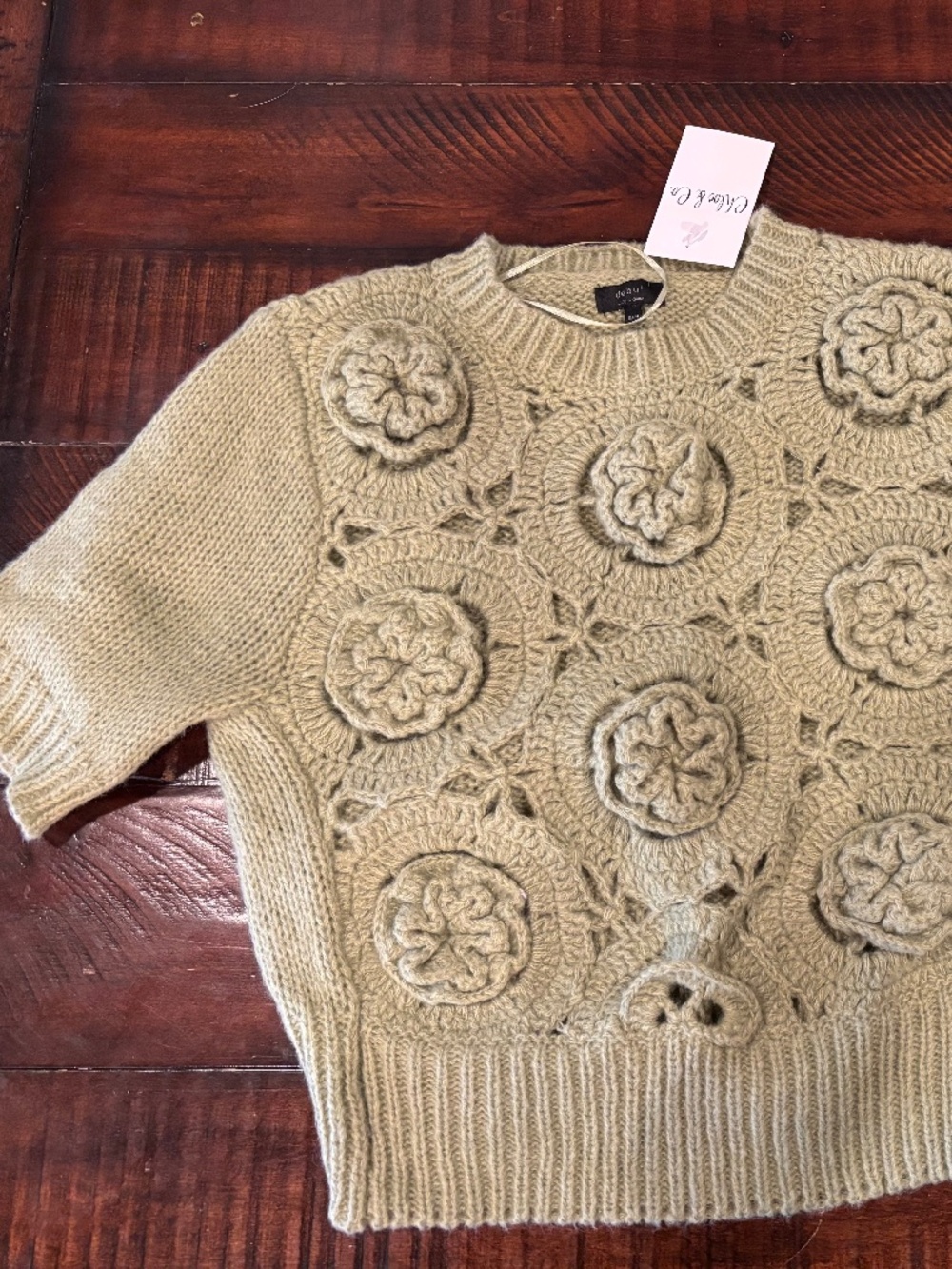 Pistachio Green Crocheted Sweater Shirt